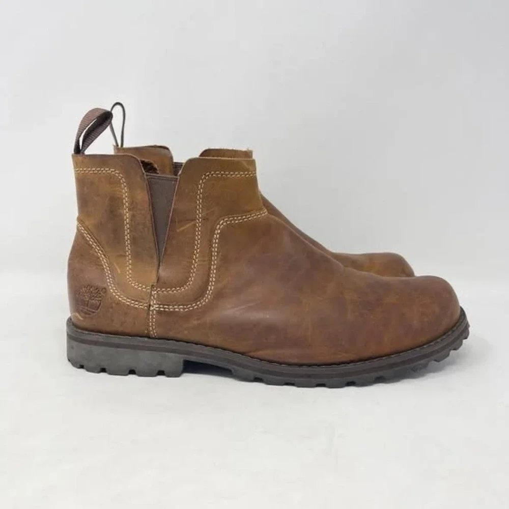 Timberland Mens‎ EarthKeepers Originals Chelsea Boot Brown Leather Pull On 11.5